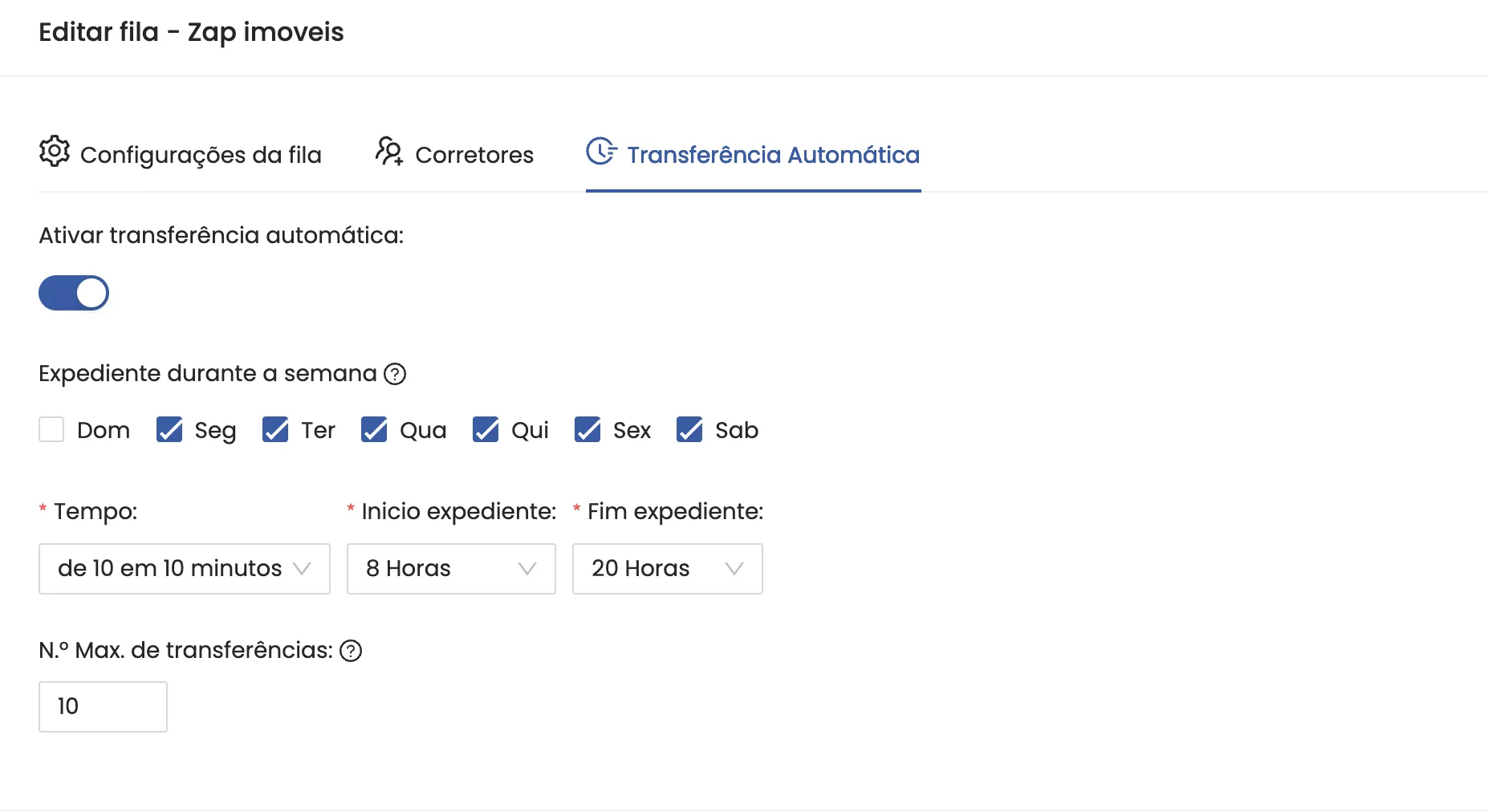 Fila de atendimento de corretores com distriuição de leads automático