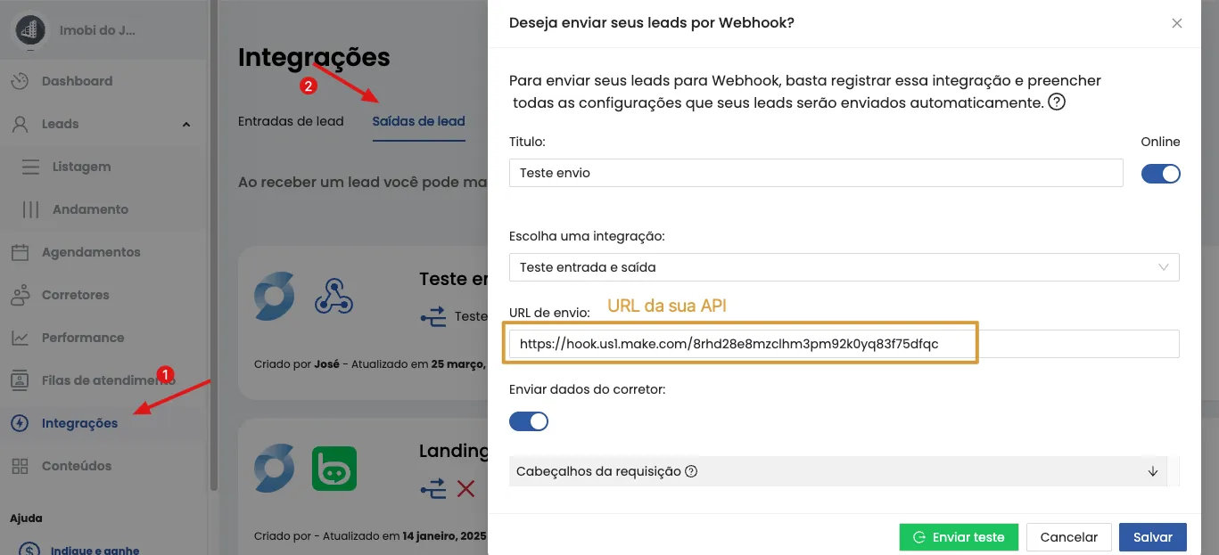 Pré-requisito: Configure a Integração de Saída do Lead