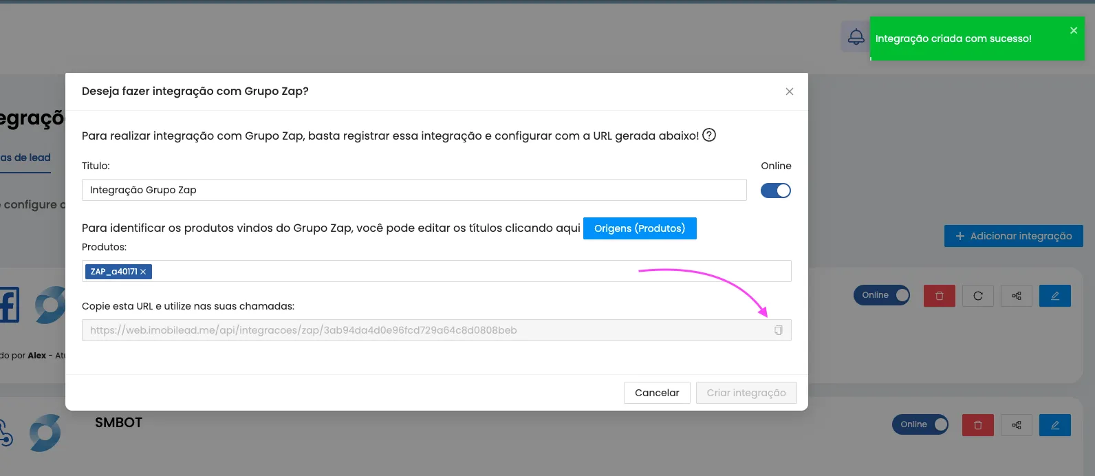 1º – Crie a integração no Imobilead