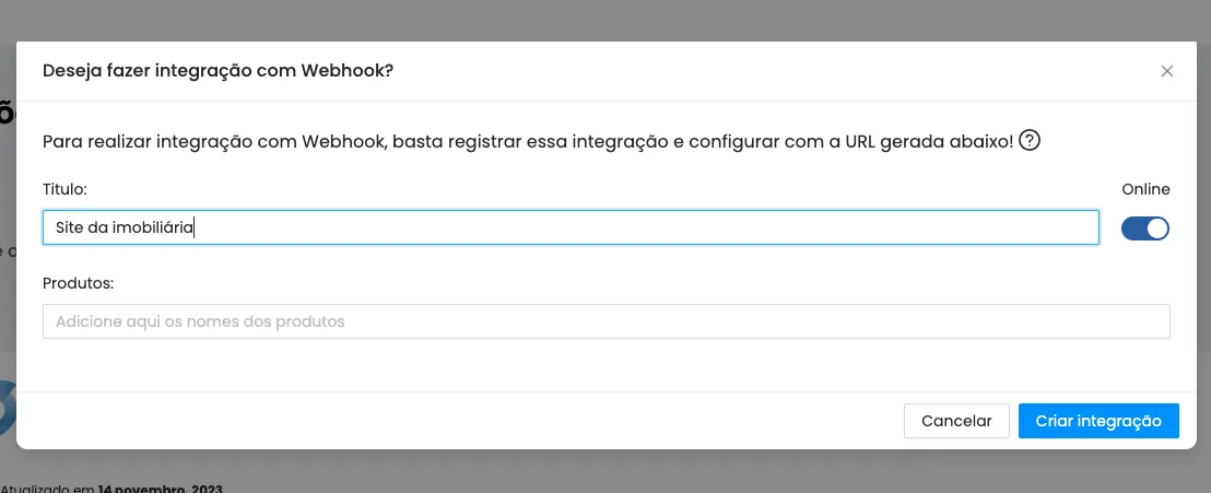 1º – Crie a integração no Imobilead