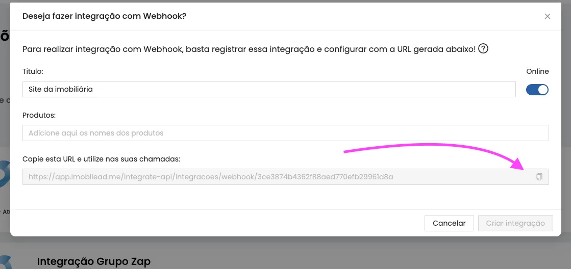 1º – Crie a integração no Imobilead